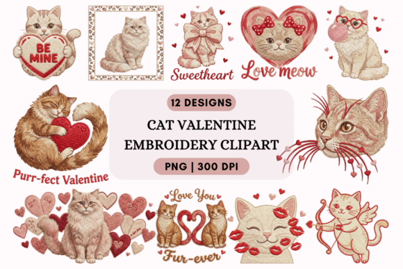 Cat Valentine Embroidery Clipart Review