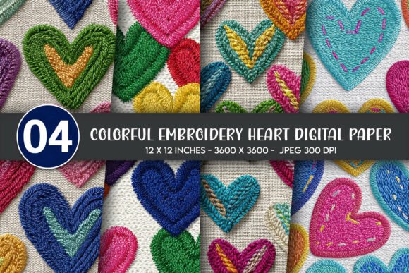 Colorful Embroidery Heart Digital Paper Review