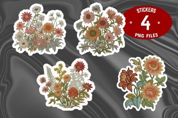Embroidery Flower Stickers for Seasonal Projects