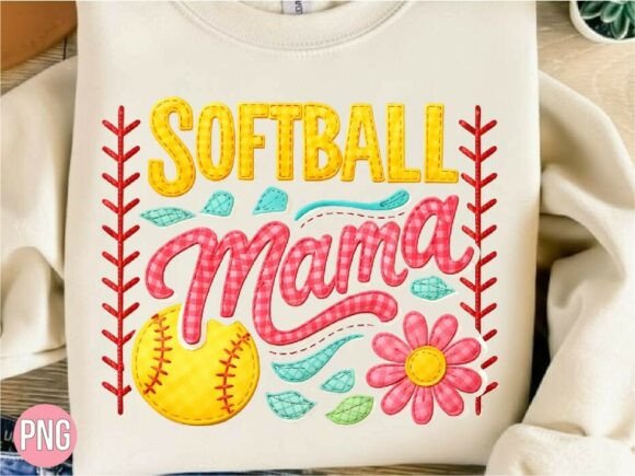 Faux Embroidery Softball Mama PNG Shirt Review