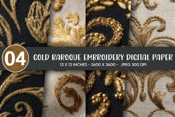 Gold Baroque Embroidery Digital Paper Review