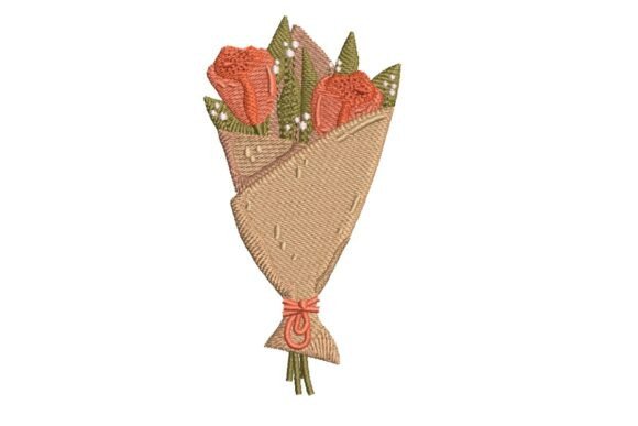 Red Roses Bouquet Embroidery