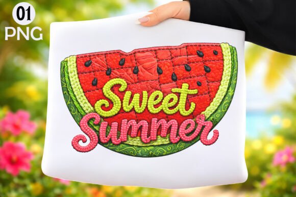 Sweet Summer Watermelon Embroidery PNG