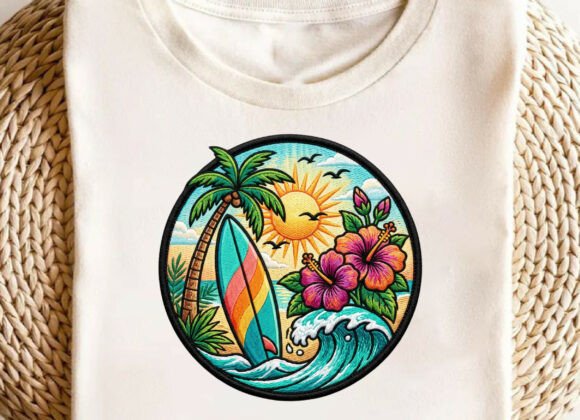 Tropical Beach Hut Embroidery Design PNG
