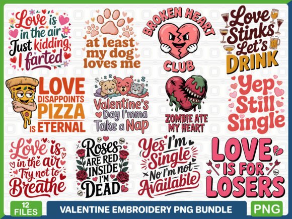 Valentine Embroidery PNG Bundle Review