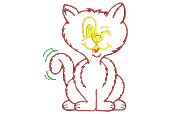 Winking Cartoon Cat Embroidery Design Review